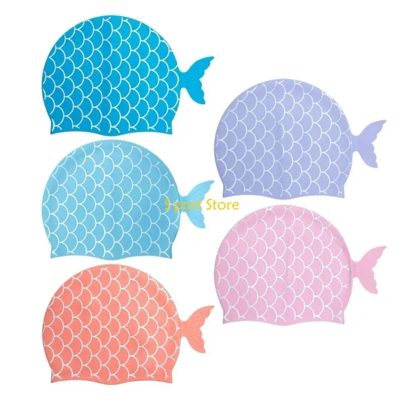 

U2JB милая мультипликационная рыба детская шляпа Шляпа Шляпа Силикон водонепроницаемый купальный бассейн Шляпа