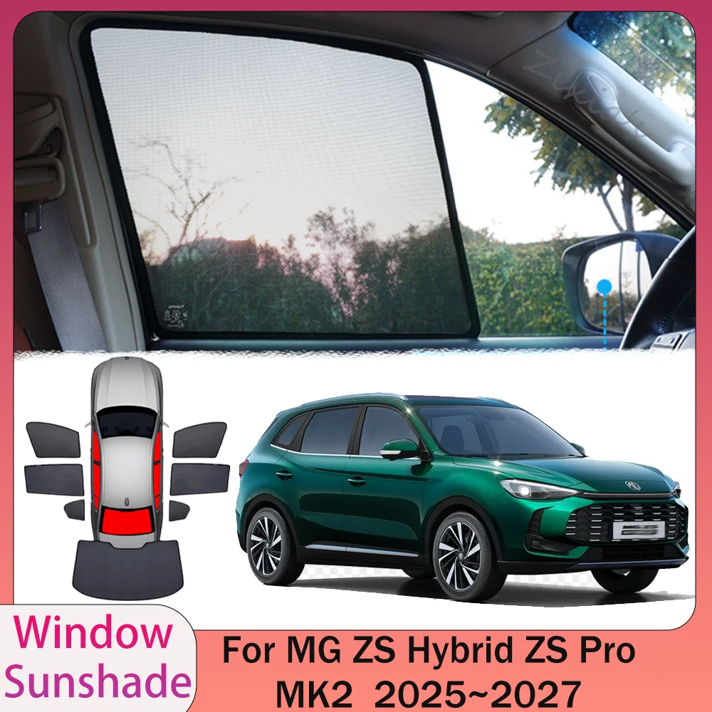 

Для MG ZS Hybrid ZS Pro MK2 2025~2027 2026: Магнитные сетчатые солнцезащитные шторки для боковых окон автомобиля, защита от солнца, аксессуары для интерьера