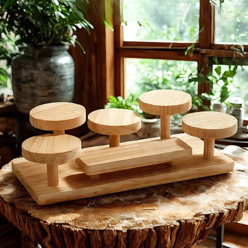Multi-Tier Solid Wood Display Shelf, Cosmetic Organizer, Perfume Rack for Vanity, Decorative Flower Pot Stand, Step-Style