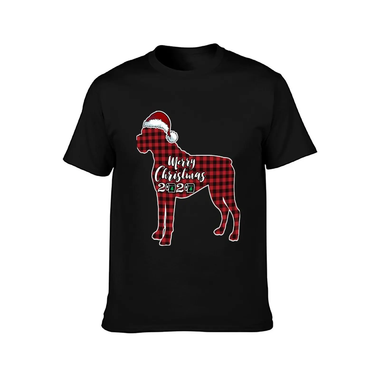 Boxer drôle de Noël pour les amoureux des chiens, t-shirt à carreaux rouges, archive bleue, vêtements grande taille, vêtements pour hommes, 2020