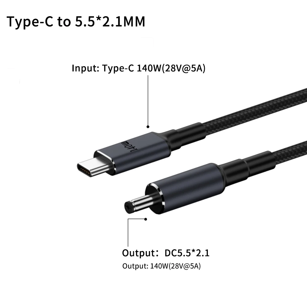 140W USB C PD to DC Universal Laptop Charger Cable for Asus Dell Hp Type-C to 5.5X2.5 4.5X3.0mm DC Power Adapter Converter 28V7A