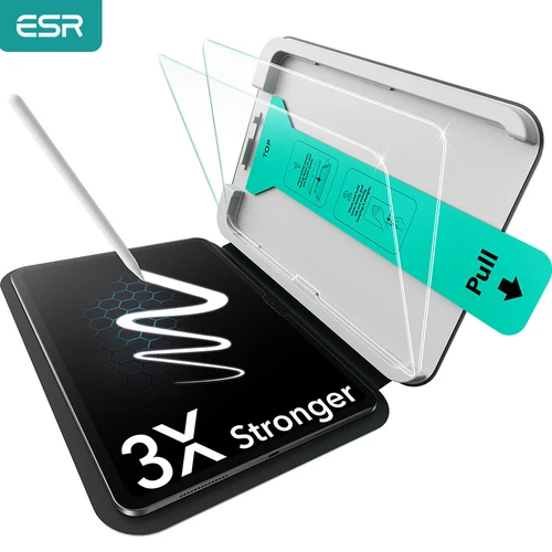 Imagen 1 del producto ESR Paquete de 2 protectores de pantalla con tacto de papel para iPad 10/11.ª generación, película de vidrio templado 9H para iPad Air 13/11 y iPad Pro 11/13