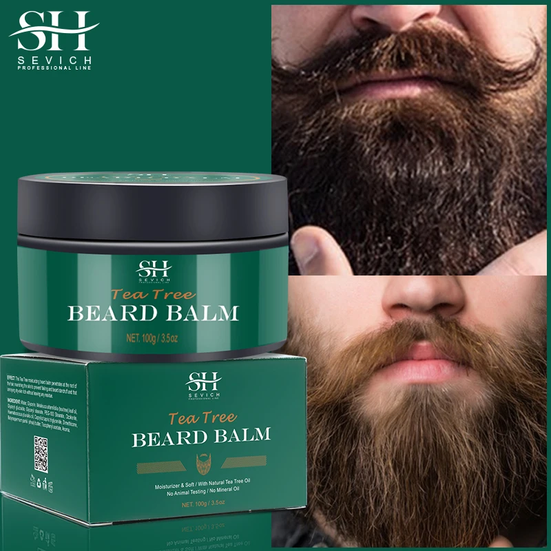 Natural Beard Balm Wax Tea Tree Beard Style Cream Soften Moisturize Thicken Professional Mustache Cream Beard Care For Gentlemen