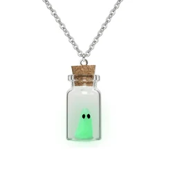 Creative Glowing Ghost Bottle Pendant Necklace Glow In The Dark Halloween Jewelry Gifts