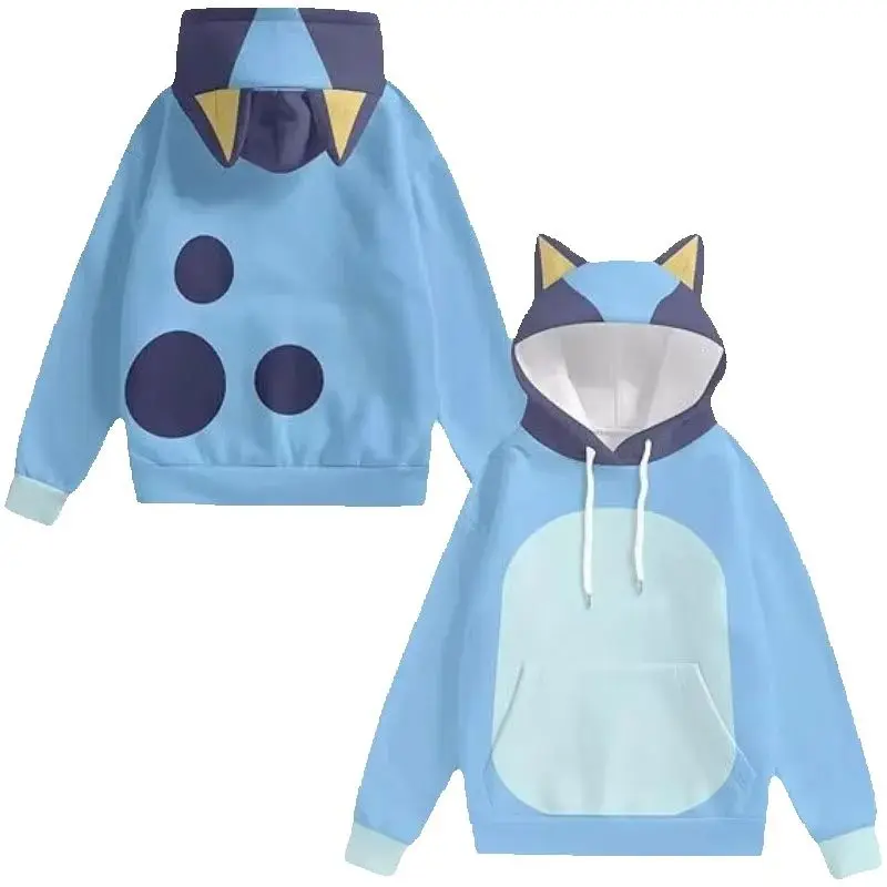 

New Blueys Anime Cartoon Creative 3D Hoodie with Ears Cosplay Hooded Casual Cute Hoodie Popular Cute Boys and Girls Hoodies