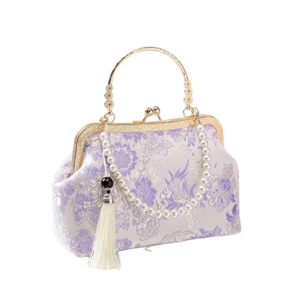Elegant New Chinese Style Shell Bag Fairy Look Shell Shape Women Purse Embroidery Decor Crossbody Bag Party Event