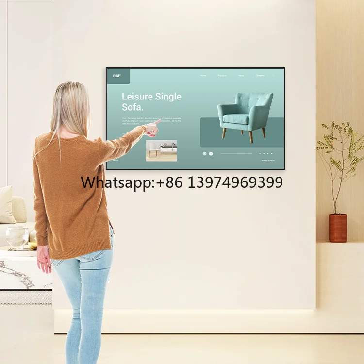 HUSHIDA LCD Ultra Thin High Resolution Wifi Wall Mounted CapacitiveTouch Screen LCD Advertising Display for Retail Store