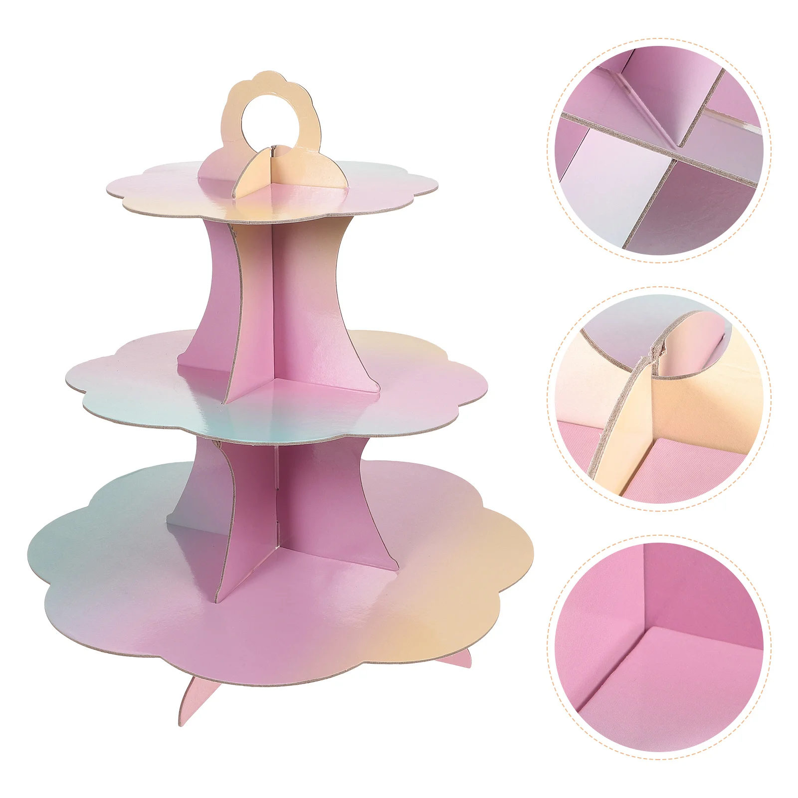 

3 Tier Rainbow Cake Stand Decorative Paper Disposable Cake Holder Multi Function Cupcake Tier Dessert Display Stand Anti Skid