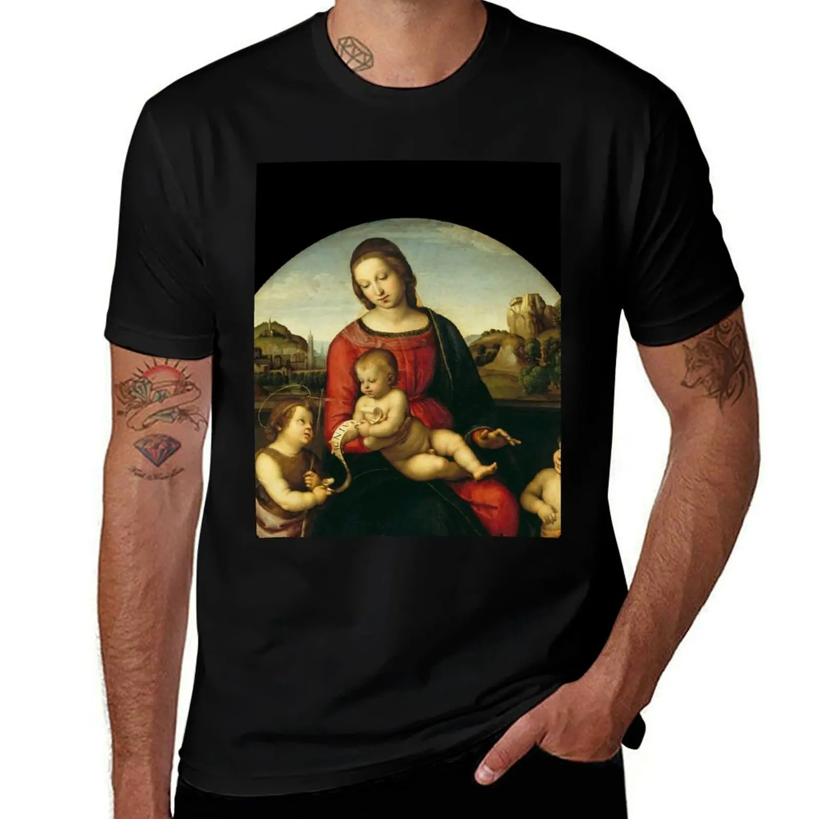 

Italian painting Madonna child by Raphal T-Shirt cotton t shirts high quality graphic t shirts for man T-Shirt