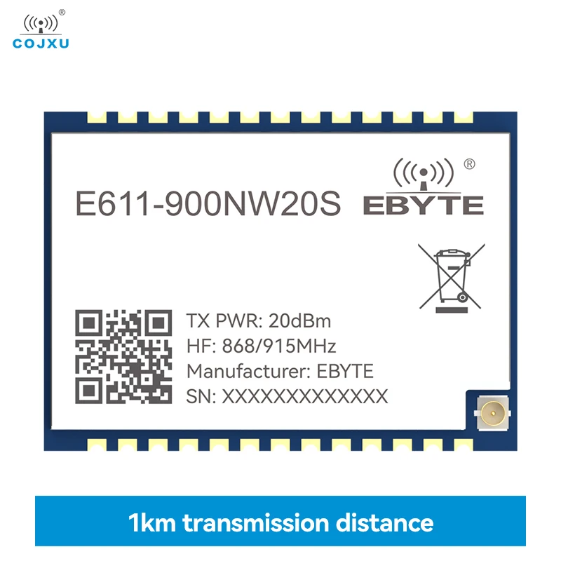 915MHz Long Distance Data and Image Transmission Module COJXU E611-900NW20S Star Networking 1KM AT Command Wireless Module