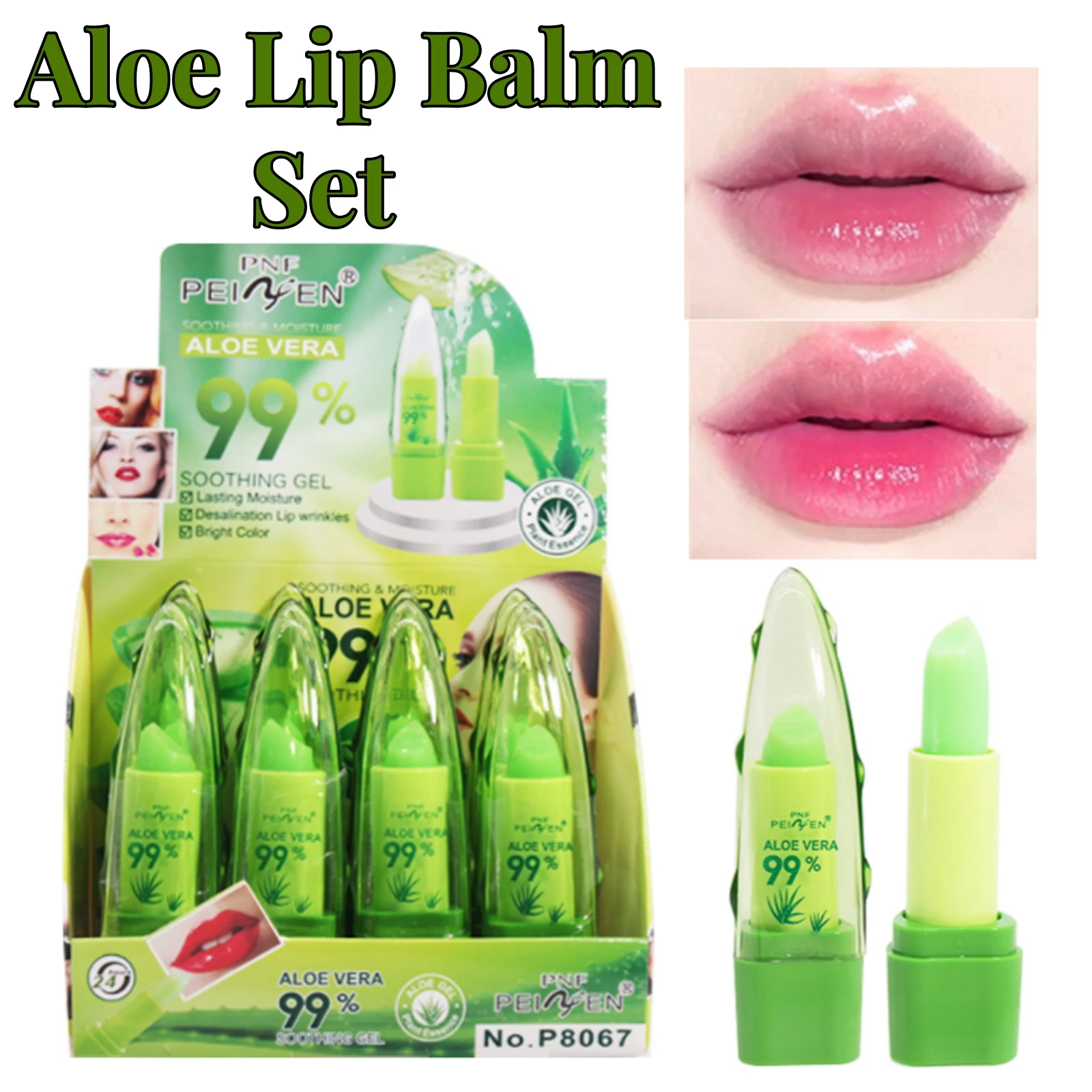 12PCS Set Aloe Extract Lip Balm Color-changing Lip Balm Long-lasting Moisturizing Lipstick for Valentine's Day & Festival Gift