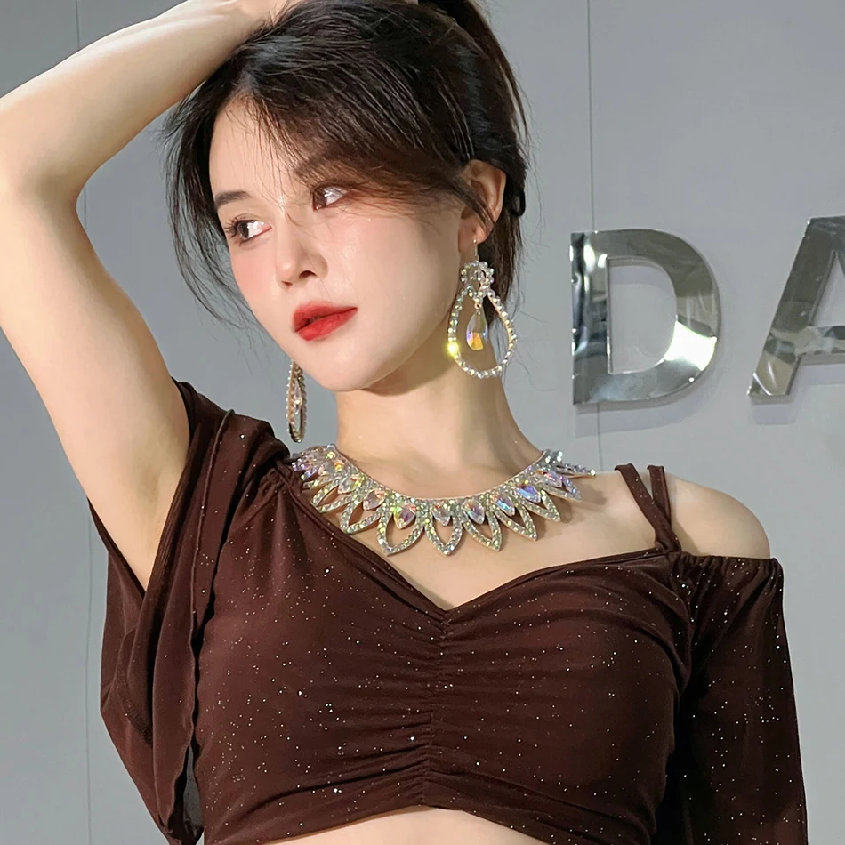 Belly Dance Necklace Handmade Hot Diamond Performance Oriental Dance Set Necklace Accessories