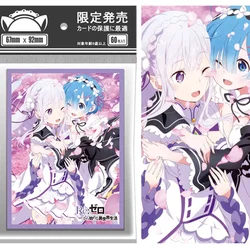 60PCS PTCG Anime Girl Laser Effect Cards Sleeve Re:Life in A Different World From Zero Rem Ram Game Card Sleeve Protective Cover