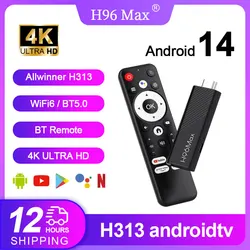 2024 H96 MAX H313 TV Stick Android 14 2GB 16GB 8GB Dual Wifi6 BT5.0 4K HD Google Voice Assistant Home Media Player AI TV Stick