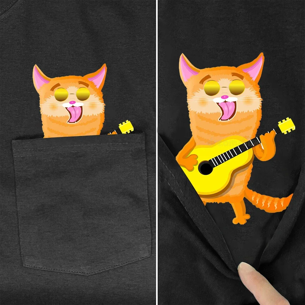 CLOOCL Animals Cotton T-shirts Charles King Hound Guitar Sticker Printed T-shirt  Adult Teens Summer Short Sleeve Shirts Tops