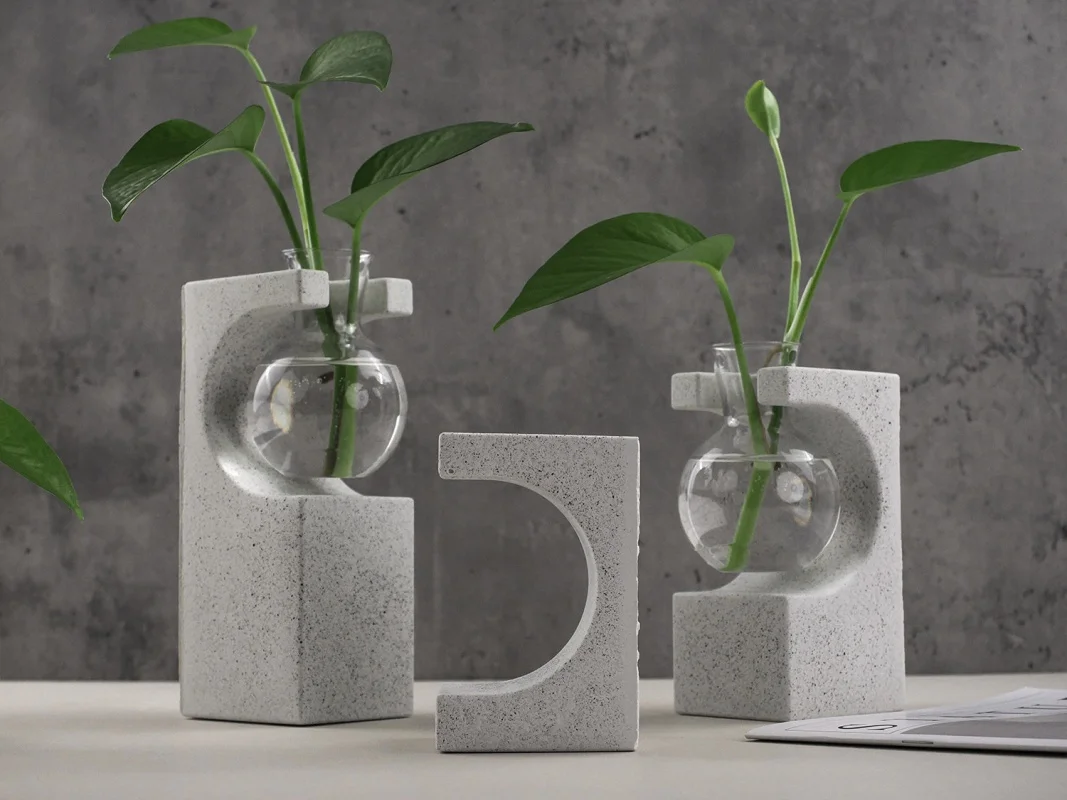 DIY Cuboid Flower Pot Silicone Mold Creative Round Hydroponics Plant Vase Making Plaster Resin Molds Home Decor Craft Gifts