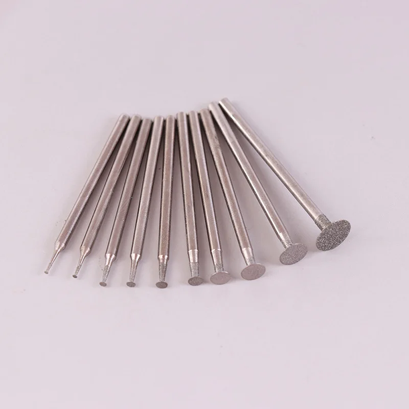 10 Pcs Diamond Grinding Drill Bit Accessories Ultra Thin T-Handle for Stone Carving Polishing Engraving Tool Set, 2.35mm