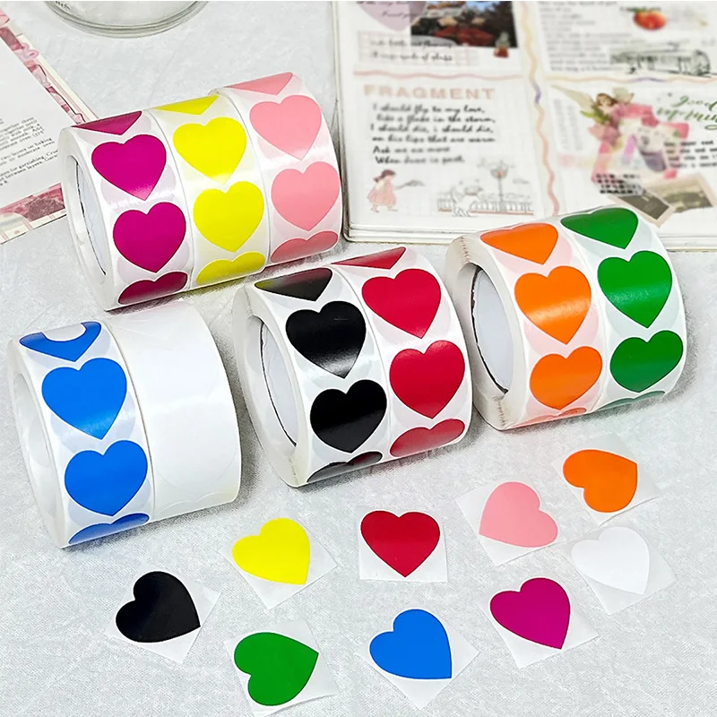 500Pcs Love Heart Shaped Seal Labels Scrapbooking For Gift Packaging Birthday Party Supplies Cute Stationery Sticker Kids Toys ﻿