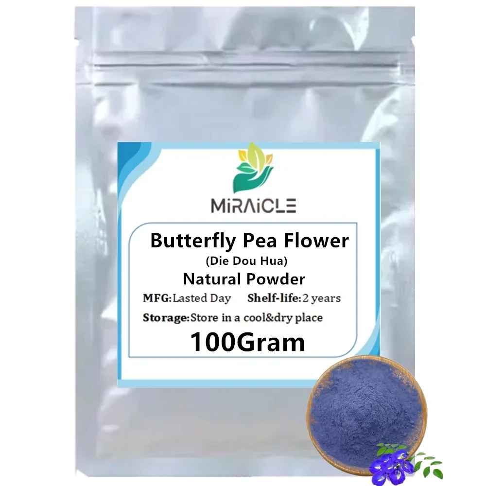 50-1000g Natural Polen de frijol de mariposa/Blue Pigment Butterfly Pea Flower Powder