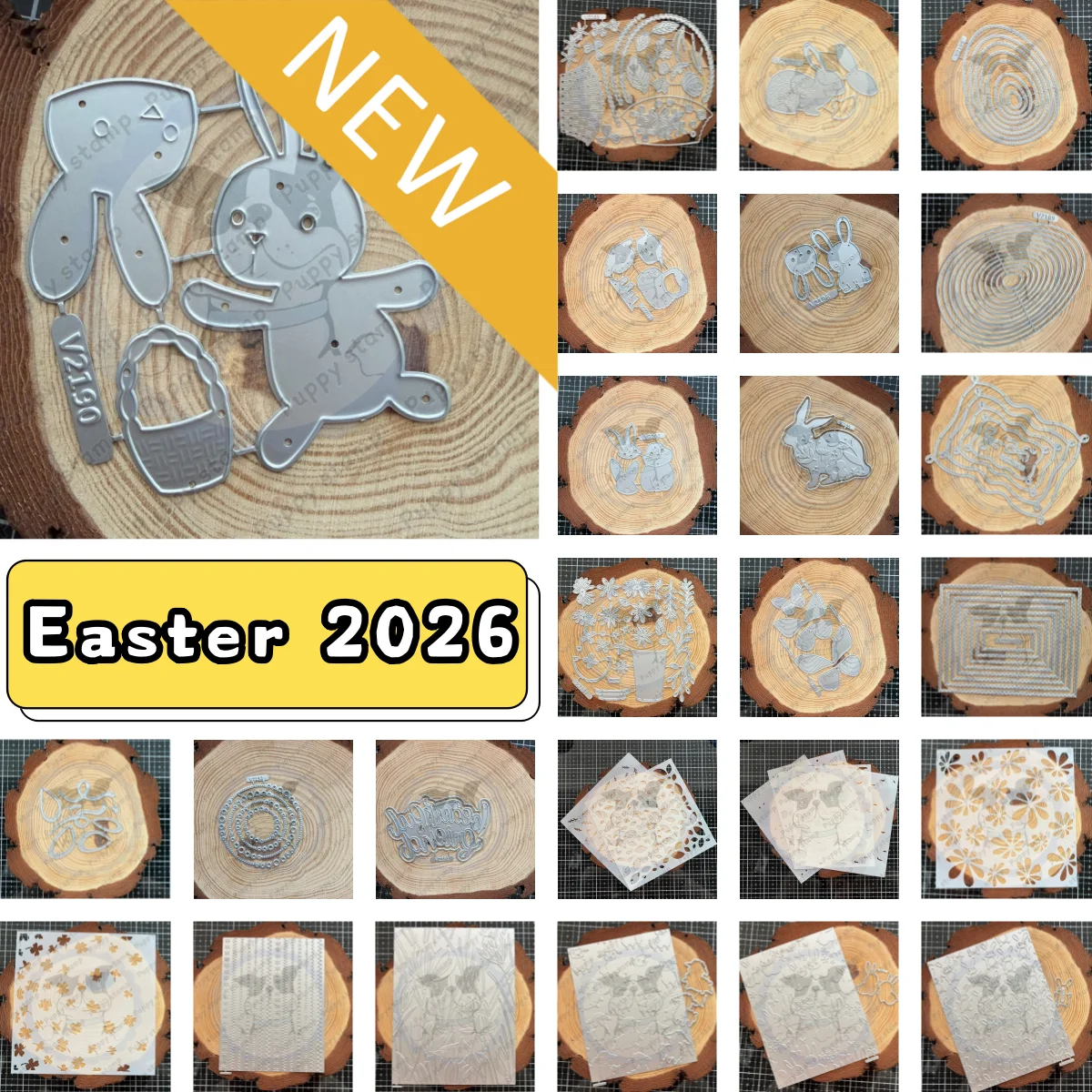

Easter 2026 Eggs Rabbit Basket Bouquet Bubble Spin Metal Cutting Dies Hot Foil Leaves Stencil For DIY Decorating Scrapbook Card