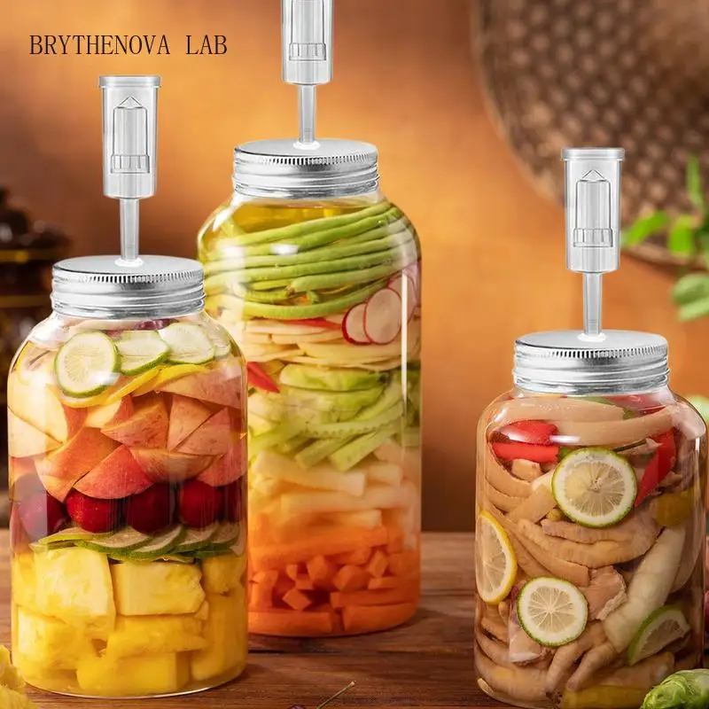 Fermentation Jar Kit Glass Fermentation Weights 4-Pack with Air Intelligent Valve Fermenter Presser Silicone Seals for Pickles