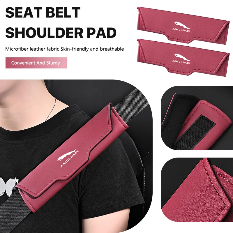 

2PCS Car Seat Belt Cover Seatbelt Shoulder Starp Protector Pads For Jaguar XF XJ XE XK S-Type F-Type X-Type F-Pace I-Pace E-Pace