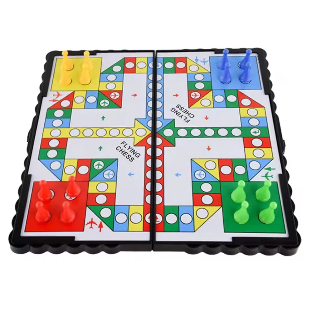 Foldable magnetic flying chess set, crawling mat, portable board game Ludo, camping travel game, airplane chess view 6