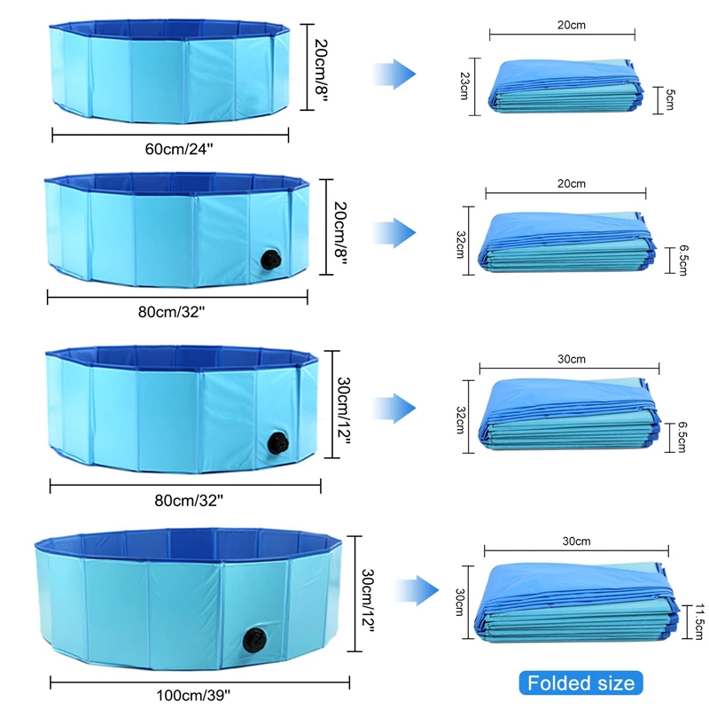 Imagem -04 - Grande Piscina Dobrável de Pvc Pet Banheira de Lavar Chuveiro Wash Pond para Grande Cão de Tamanho Médio Play Clean 100x30cm