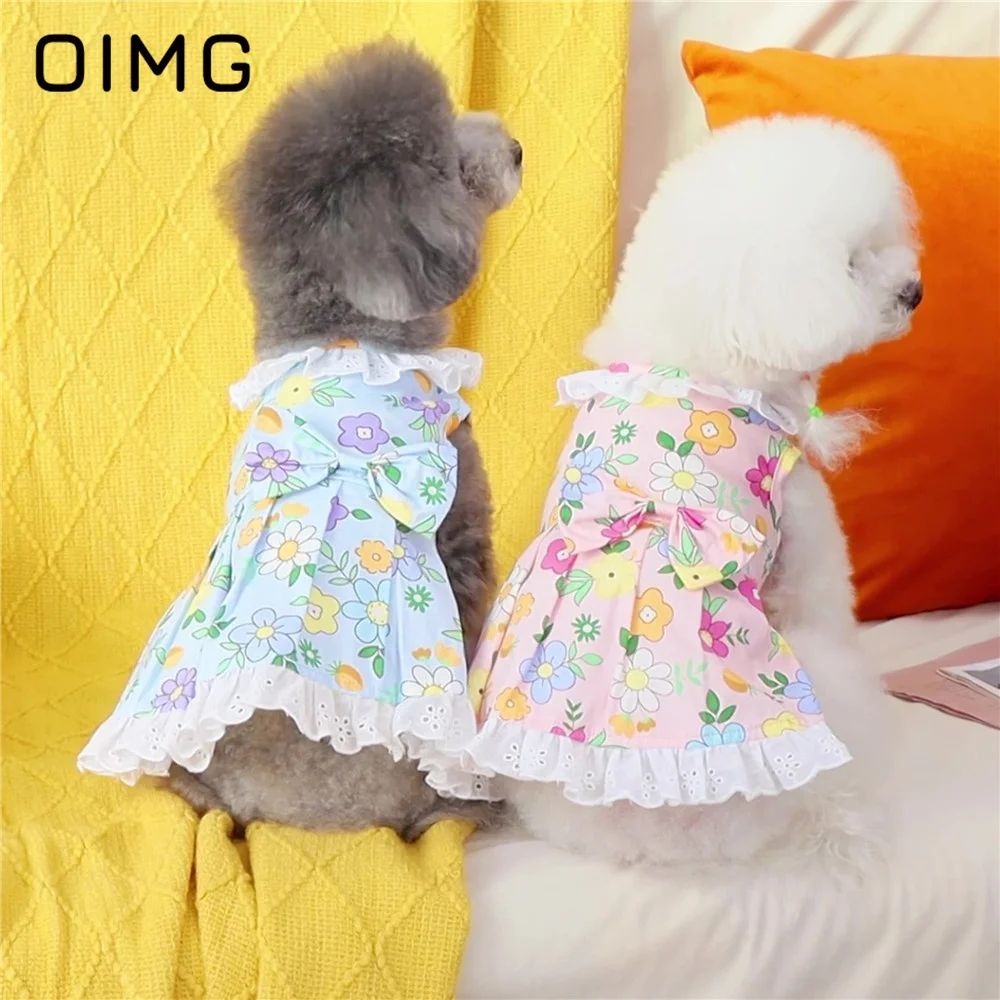 

OIMG New Spring Summer Small Dogs Dress Sweet Dog Lace Skirt Lovely Pet Clothes Pomeranian Teddy Schnauzer Clothing