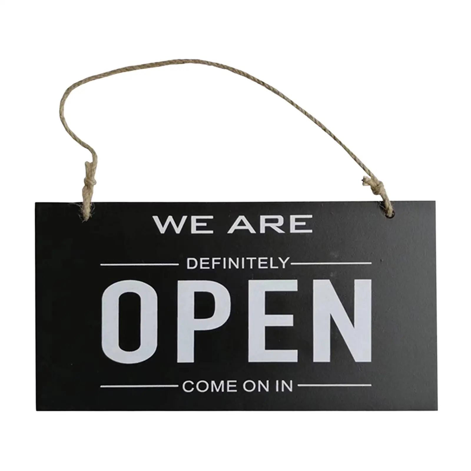 Rustic Rope Hanging Business Sign MDF Two Sided Door Decor Open Closed for Restaurant Hotel Pub