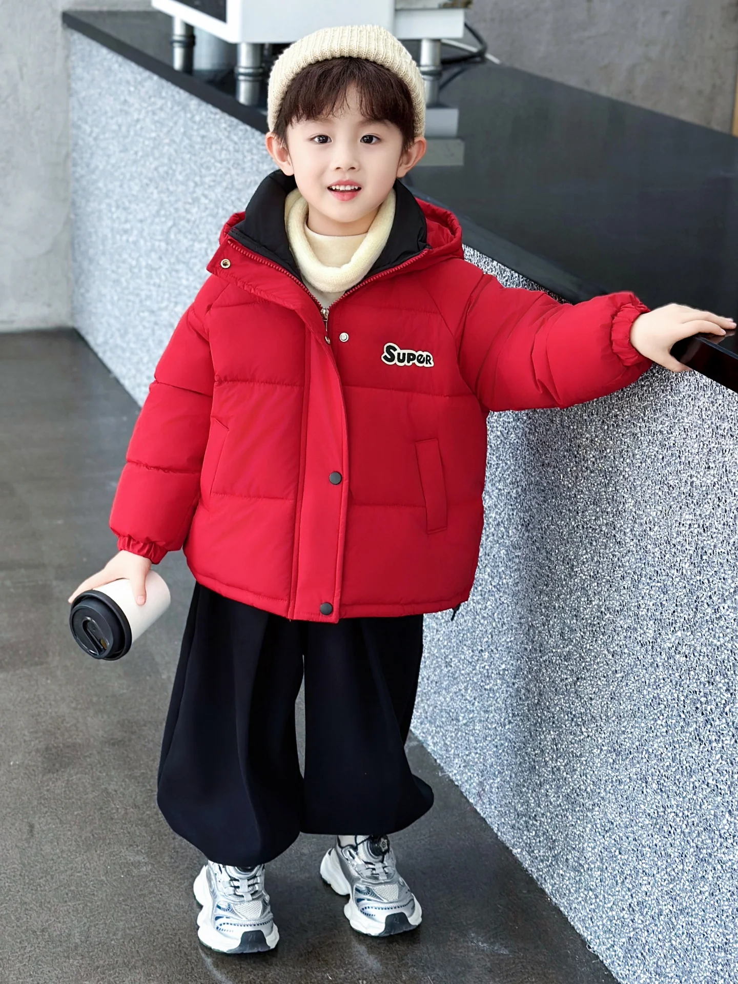 

Зимняя куртка для мальчиков из утолщенного хлопка, молодежная, в корейском стиле, теплая, удобная, с длинными рукавами, на молнии