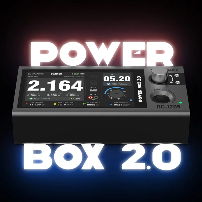 MECHANIC POWER BOX 2.0 DC-1205 Portable Adjustable Power Supply with Digital Display Type-C Fast Charging Repair Tool