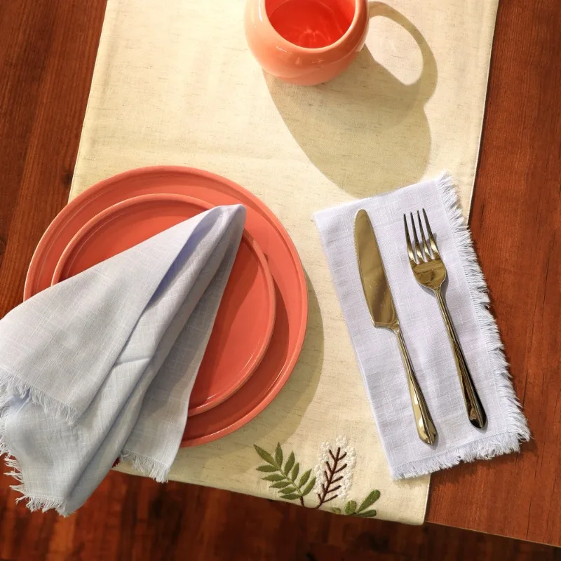 Servilletas de cena opulentas de algodón de primera calidad con dobladillo, juego de 20x20 pulgadas de 4 ropa de mesa elegante e atemporal para reuniones y eventos en el hogar
