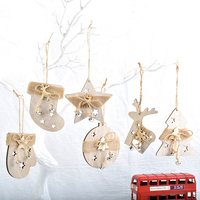 Xmas Christmas Wooden Pendants Wood Craft Christmas Tree Decorations Christmas Gifts Kid Toys Home Decorations DIY New Year 2024