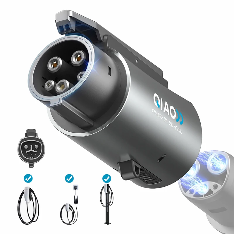 QIAO Electric Vehicle Adapter Charging For Tesla to Type1 / J1772 EV Car Charger Connector Conversion Gun Socket Max 80A, 250V