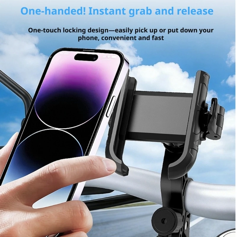 ABS Phone Holder Mount with Quick Release Structure, 360 Rotation and Clamp Support for Everyday Travel on Motorbikes X37F