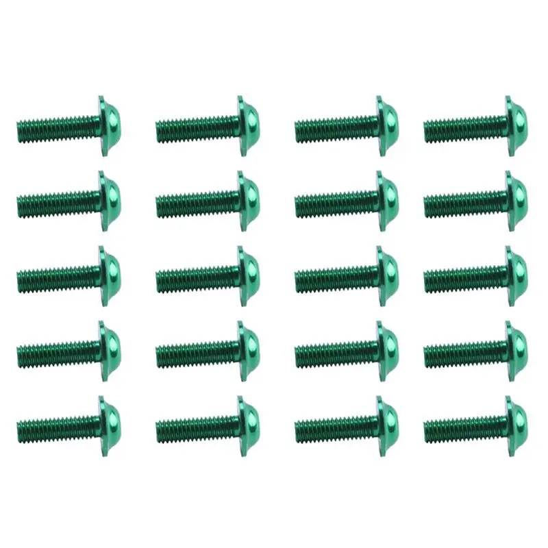 AS94-100 Pcs Green Aluminum Alloy Motorcycle Hexagonal Bolts Screws M6