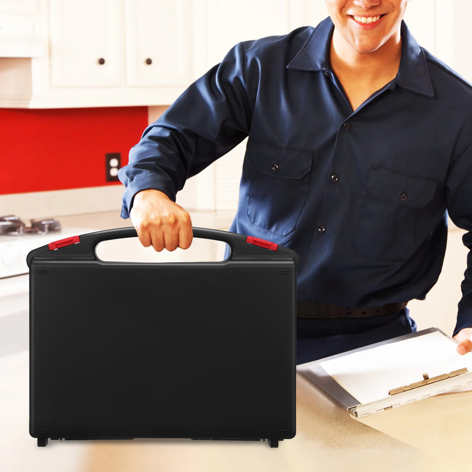 صندوق أدوات محمول، حافظة صلبة، صندوق أدوات بلاستيكي مع مشبك مقبض، منظم تخزين الأدوات متعدد الأغراض، سعة كبيرة #2