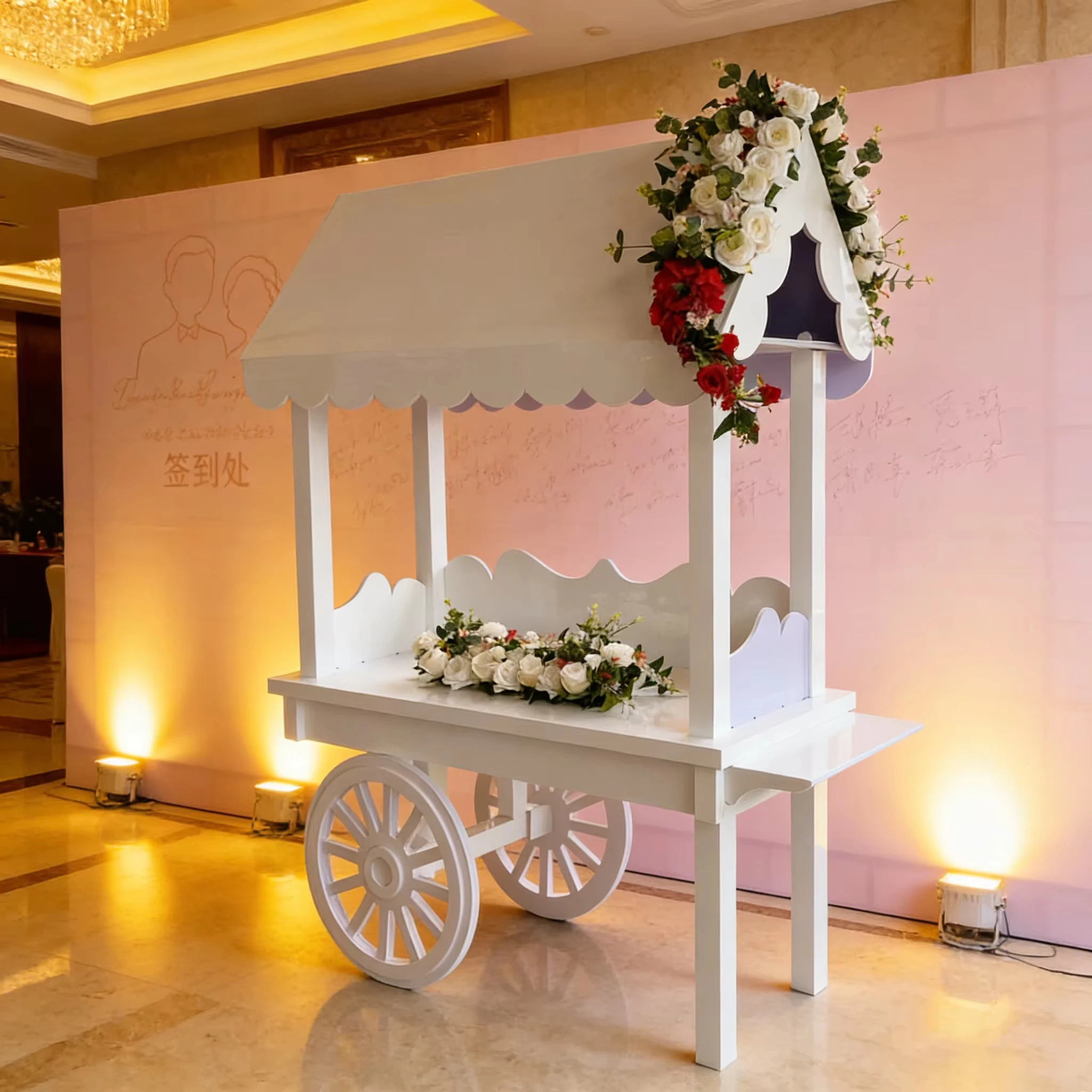 Simple Elegant Modern Four-Wheel Flower Candy Chocolate Display Racks for Events Outdoor Christmas Decor Detachable