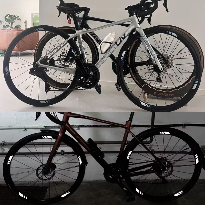 16 قطعة محور عجلة الدراجة الجبلية ملصق رائع بثلاثة ألوان، شريط زخرفي شخصي، ضوء مضيء، محور عجلة لاتيه #4