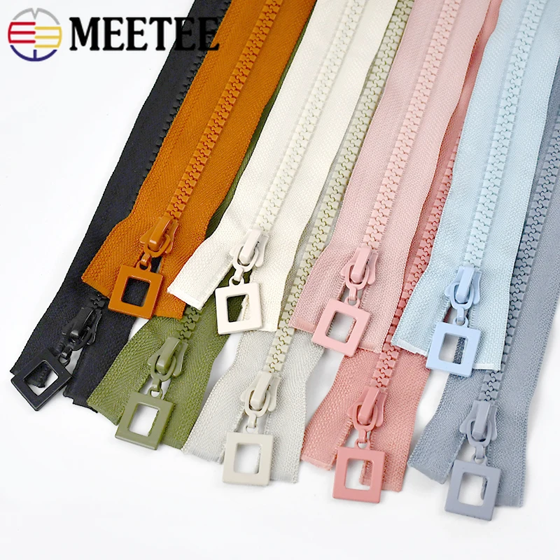 

1/2Pcs 8# Colored Resin Zippers 80-120cm Single/Double Square Slider Zip Coat Jacket Closure Zipper DIY Sewing Zips Repair Kit