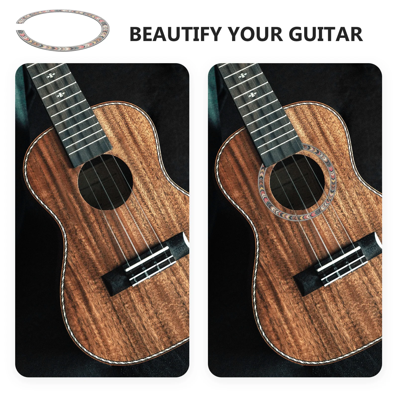 

Round Guitar Decoration Accessories Acoustic Wooden Inlay Soundhole Rosette Decal Sticker