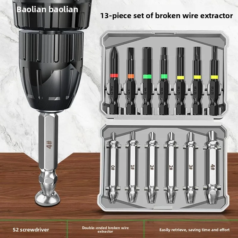 Baolian Damaged screw extractor kit. Peel off the damaged disassembly tool for easy and quick removal of the kit