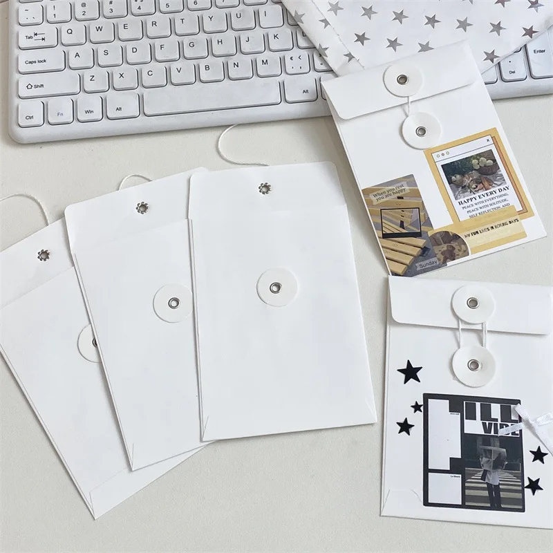 20PCS Classical Pink White Black Kraft Blank Mini Paper Rope Buckle Envelopes Wedding Invitation Envelope DIY Gift Envelope