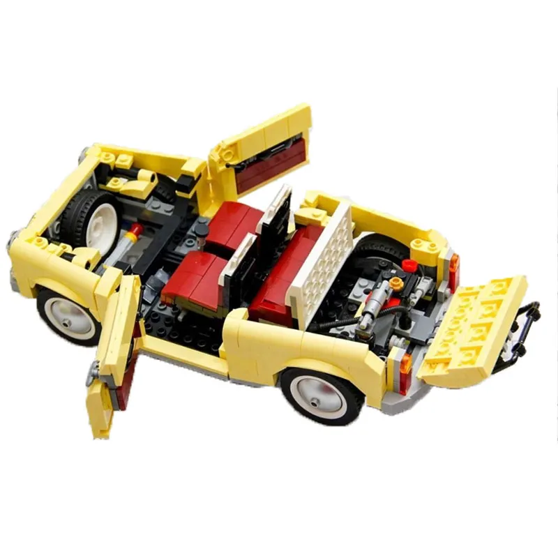 960 STKS Technische Fiat 500 Bouwstenen Klassieke Gele Auto Model Schepper Monteren Voertuig Bricks Speelgoed Voor Jongens Kids Gift