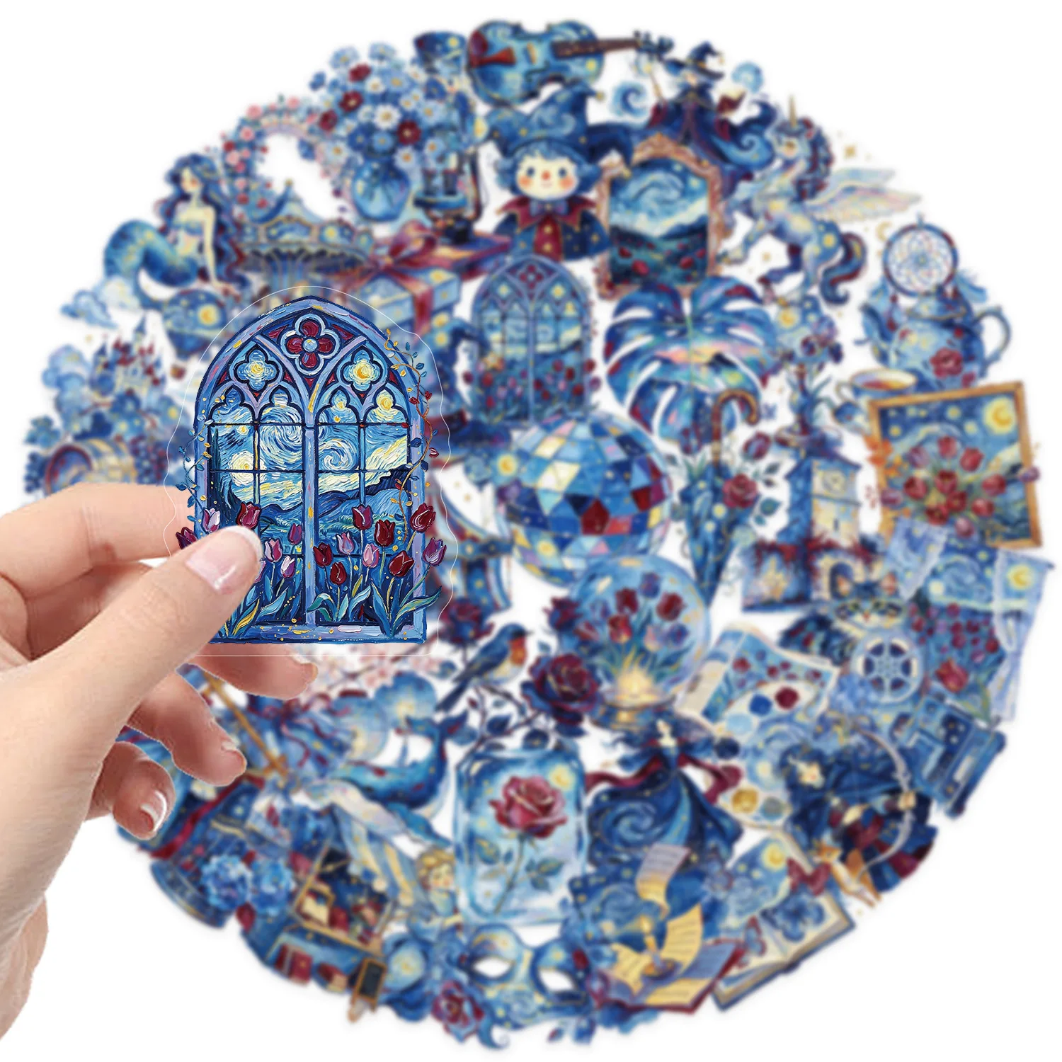 50PCS Cartoon Impressionist Van Gogh Style Art Sticker Funny Graffiti Decals Luggage Laptop Phone Guitar Bike Kids Toys