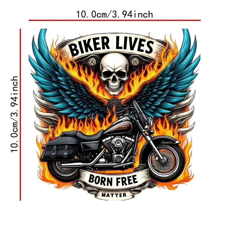 Flat 2D Stickers Made of PVC Showcasing a Motorcycle Rider with Wings And Flames - Ideal for Your Vehicles And Equipment!