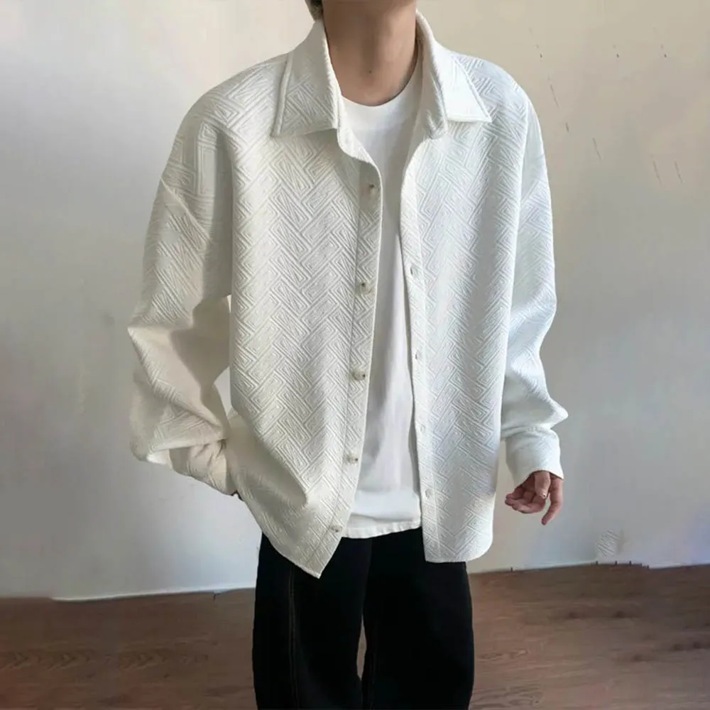 

Men's Solid Color Long-Sleeved Jacket American Retro Fashion Trend Street Loose Casual Breathable Niche Spring Autumn Men's Tops