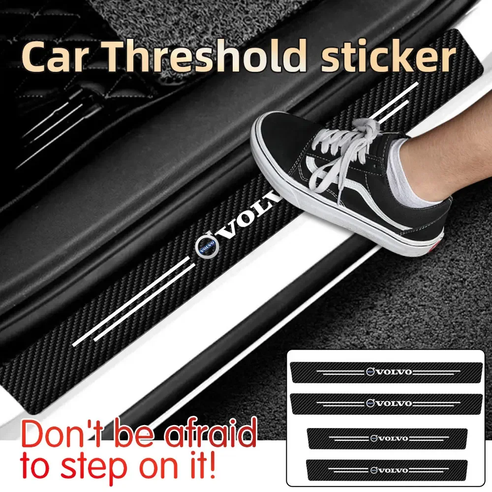 Car Door Sill Stickers For Volvo T5 T6 XC30 XC40 XC60 XC70 XC90 V40 V50 V60 V90 S40 S50 S70 S60 S90 S80 Auto Carbon Fiber Decals