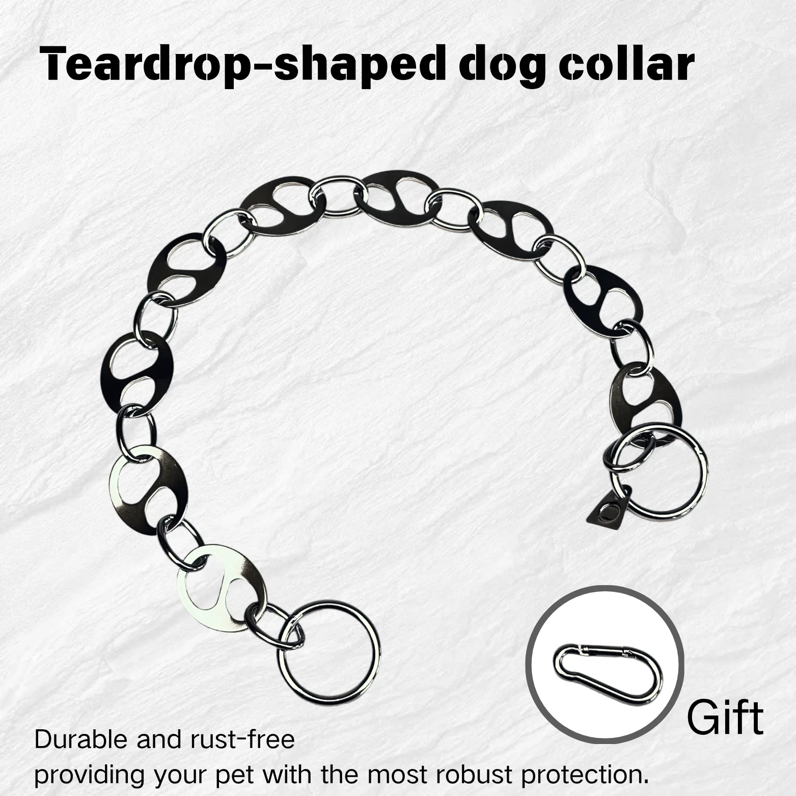 304 Stainless Steel Dog P-Chain Water Drop-Shaped Connecting Ring, Anti-Explosion, Anti-Slip Personalized Neck Chain, Suitable for Small, Medium, and Large Dogs